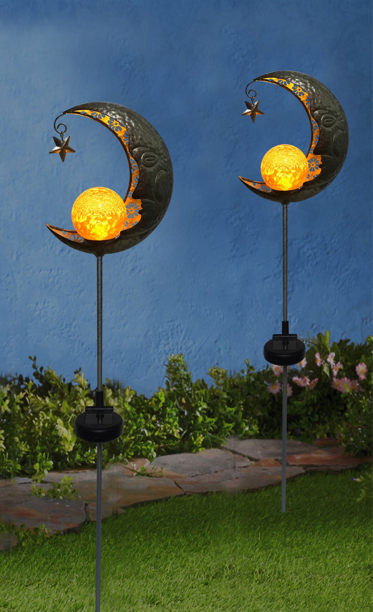 LED-Solar Erdspieß Mond - IP44, warmweiss, 0.06W