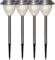 Solar Poller-Leuchte 4 Pack Palma - Silber, Lichtfarbe Warmweiss