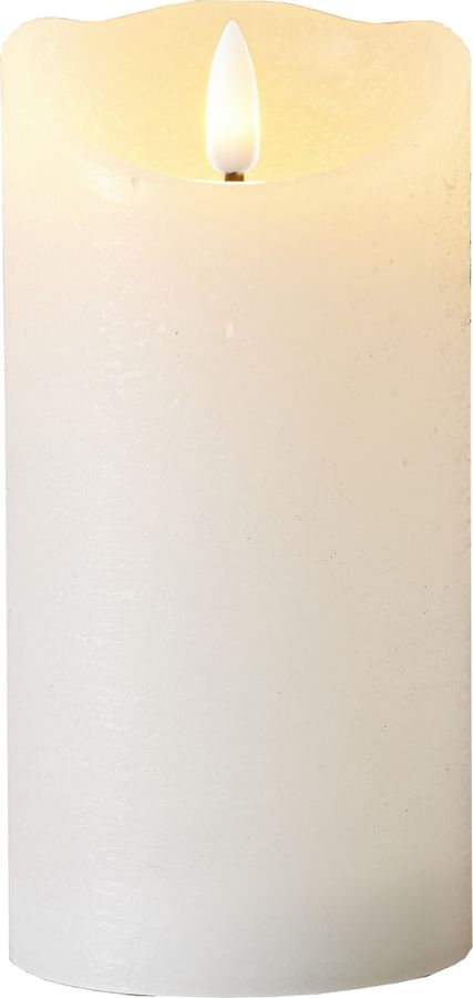 LED Pillar Kerze Flamme Rustic - Indoor, Weiss, 15.00 cm Höhe,  Timerfunktion