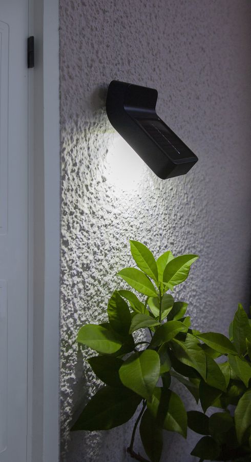 Solar Wand Laterne Wandy - Schwarz, Lichtfarbe Weiss