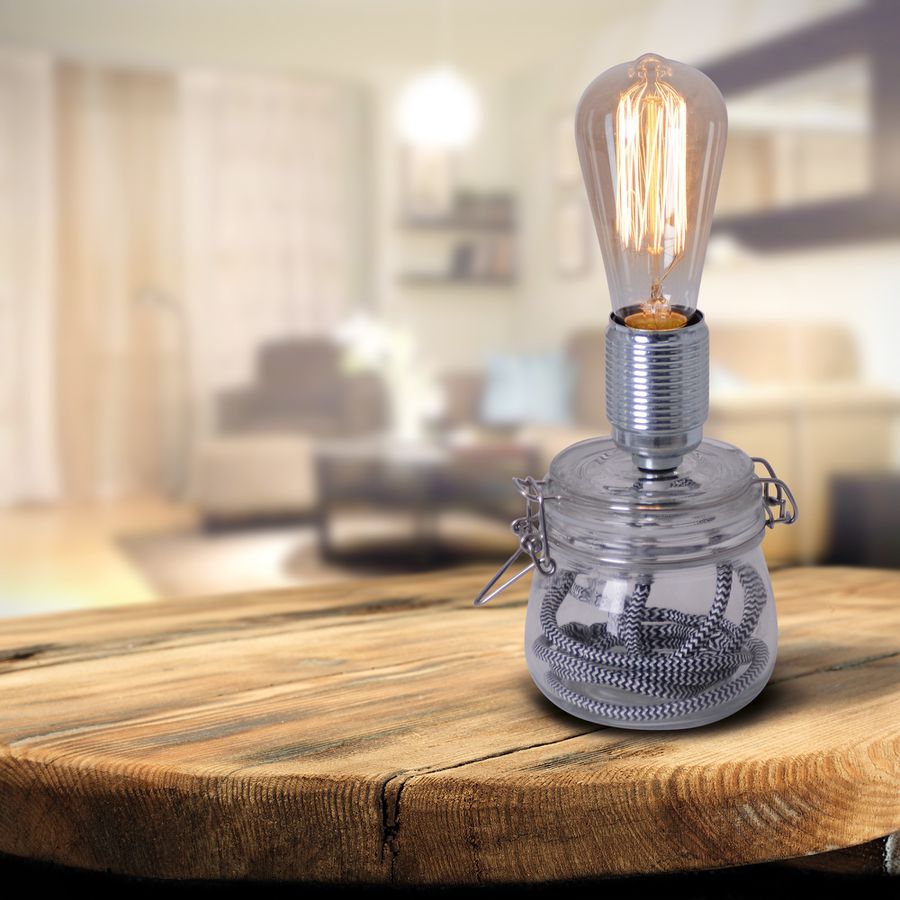 Glas-Tischleuchte klar d: 11cm Max - E27, 40W, IP20