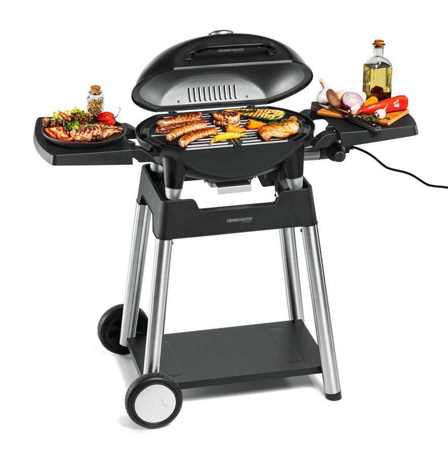 Barbecue grill mit grillwagen BBQ 4100 - 2200W, Edelstahl, Schwarz