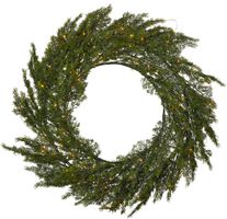Kranz Thuja - IP44, Warmweiss, Grün
