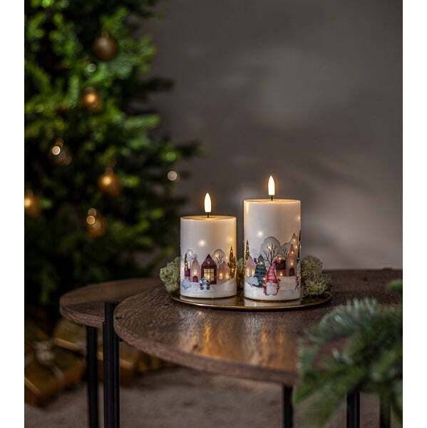 LED Pillar Kerze Flamme Winterland - Indoor, 15 cm Höhe,Timerfunktion