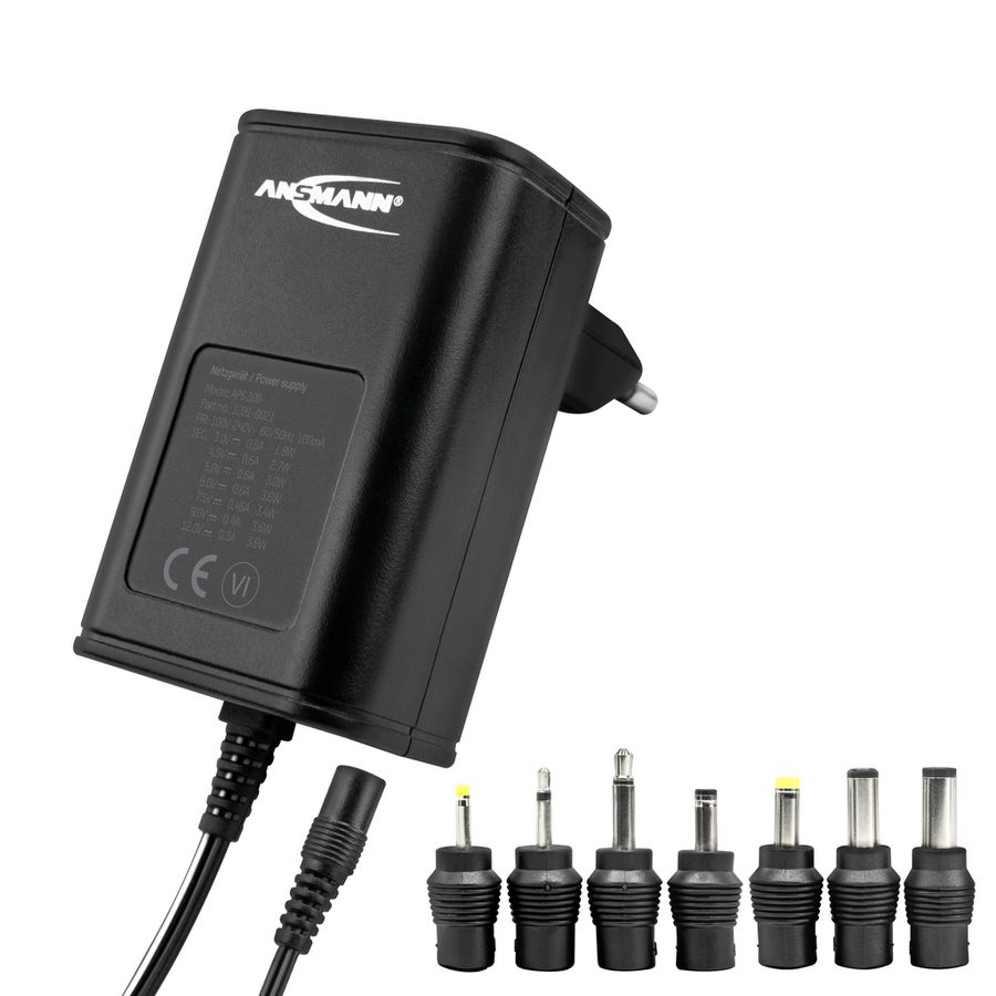 APS 300 Universal-Netzgerät 600 mAh - Universal-Netzteil 3 - 12 V DC, inkl. 7 verschiedenen Steckertypen