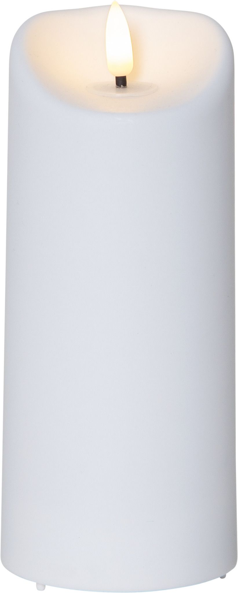 LED Pillar Kerze Flamme - Outdoor, Weiss, 18cm Höhe, Timerfunktion