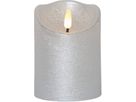 LED Pillar Kerze Flamme Rustic - Indoor, Silber, 10.00 cm Höhe,  Timerfunktion