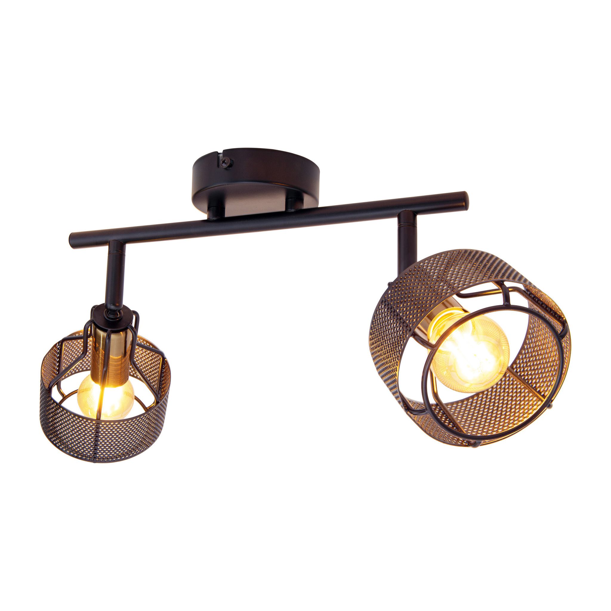 2er Deckenleuchte Spot Foro schwarz golden - E14, 80W, IP20