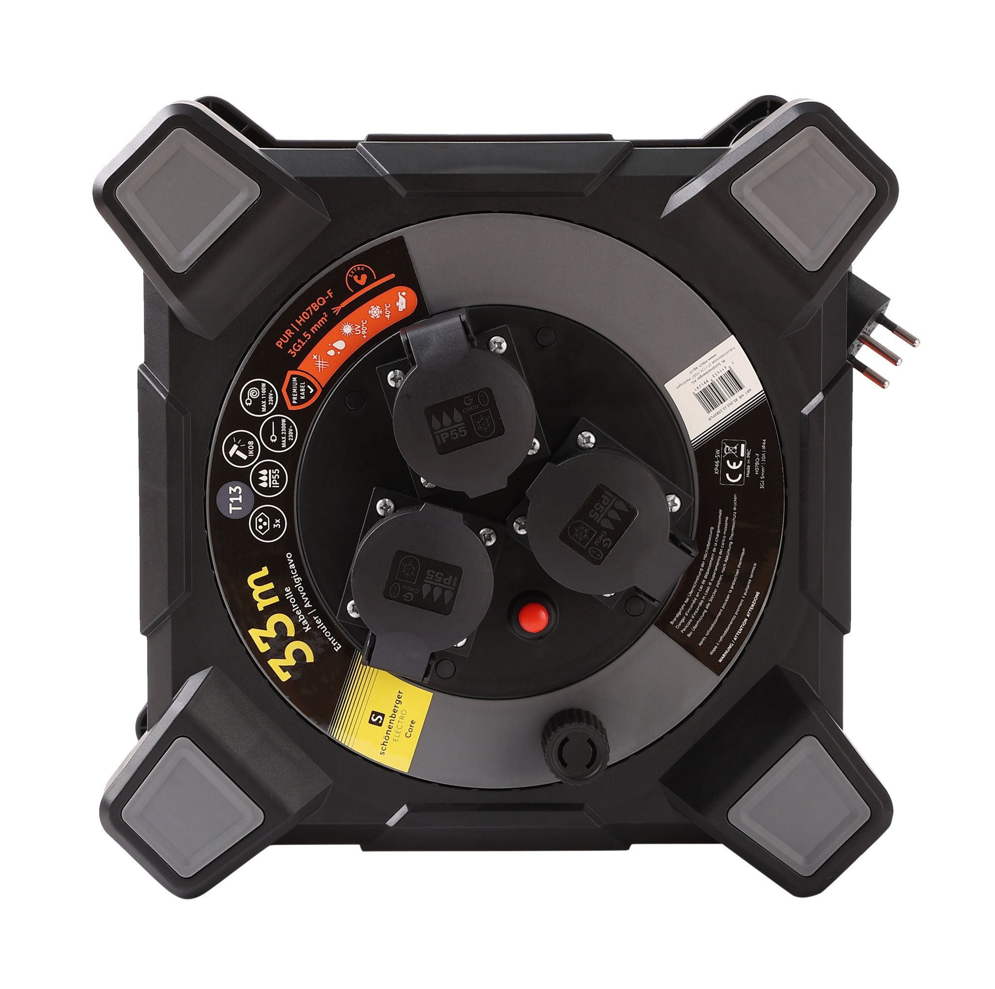 Kabelbox Kunststoff T13 IP55 33m - EPR-PUR H07BQ-F 3G1.5mm2 3xT13 Steckdosen