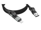 Magnetisches Kabel USB-A oder USB-C auf USB-C oder Lightning - 120 cm,  schwarz