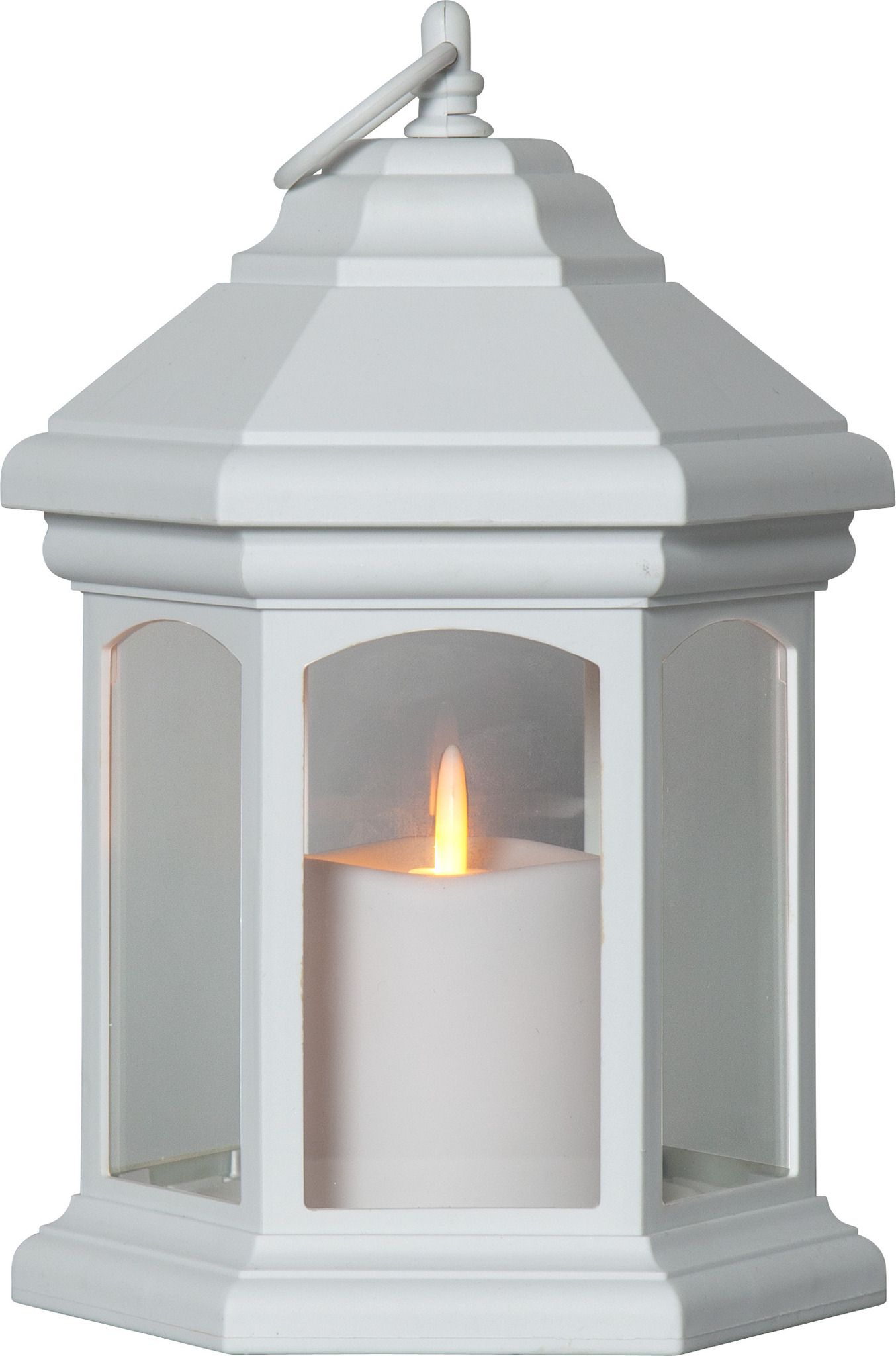 Laterne Linta - Outdoor, Weiss, 26 cm höhe, Timerfunktion
