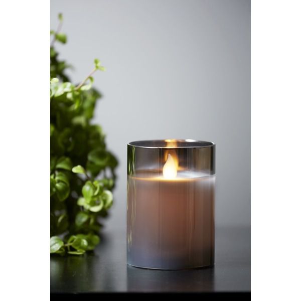 LED Pillar Kerze M-Twinkle - Indoor, Schwarz, 10cm Höhe, Timerfunktion