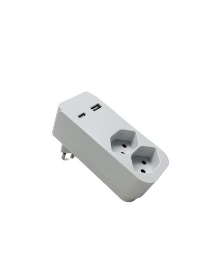 USB-C Abzweigstecker - 2x T13, 1x USB-C, 1x USB-A PD 20W, weiss