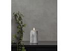 LED Pillar Kerze Flamme Marble - Indoor, Grau, 15cm, Timerfunktion