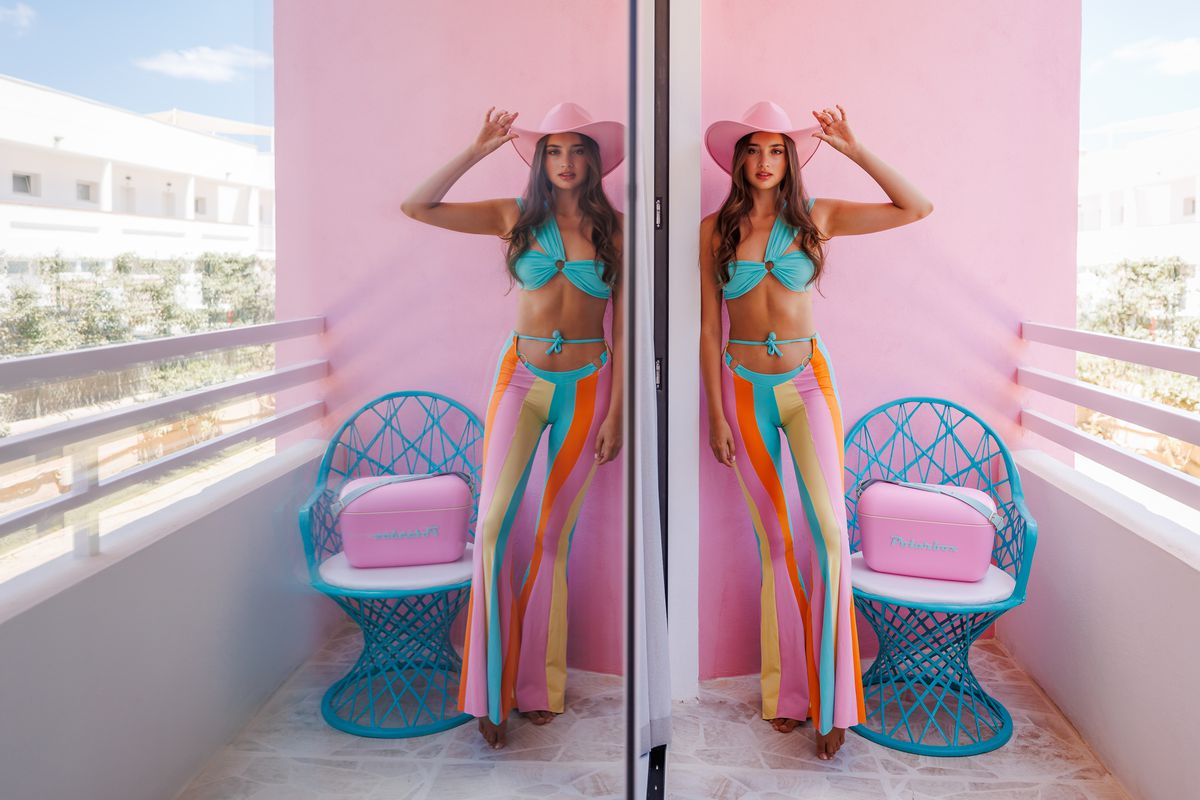 Polarbox Retro Cooler Bubblegum Pink - Cyan 12l - Kühlbox, 12l, Vintage Design