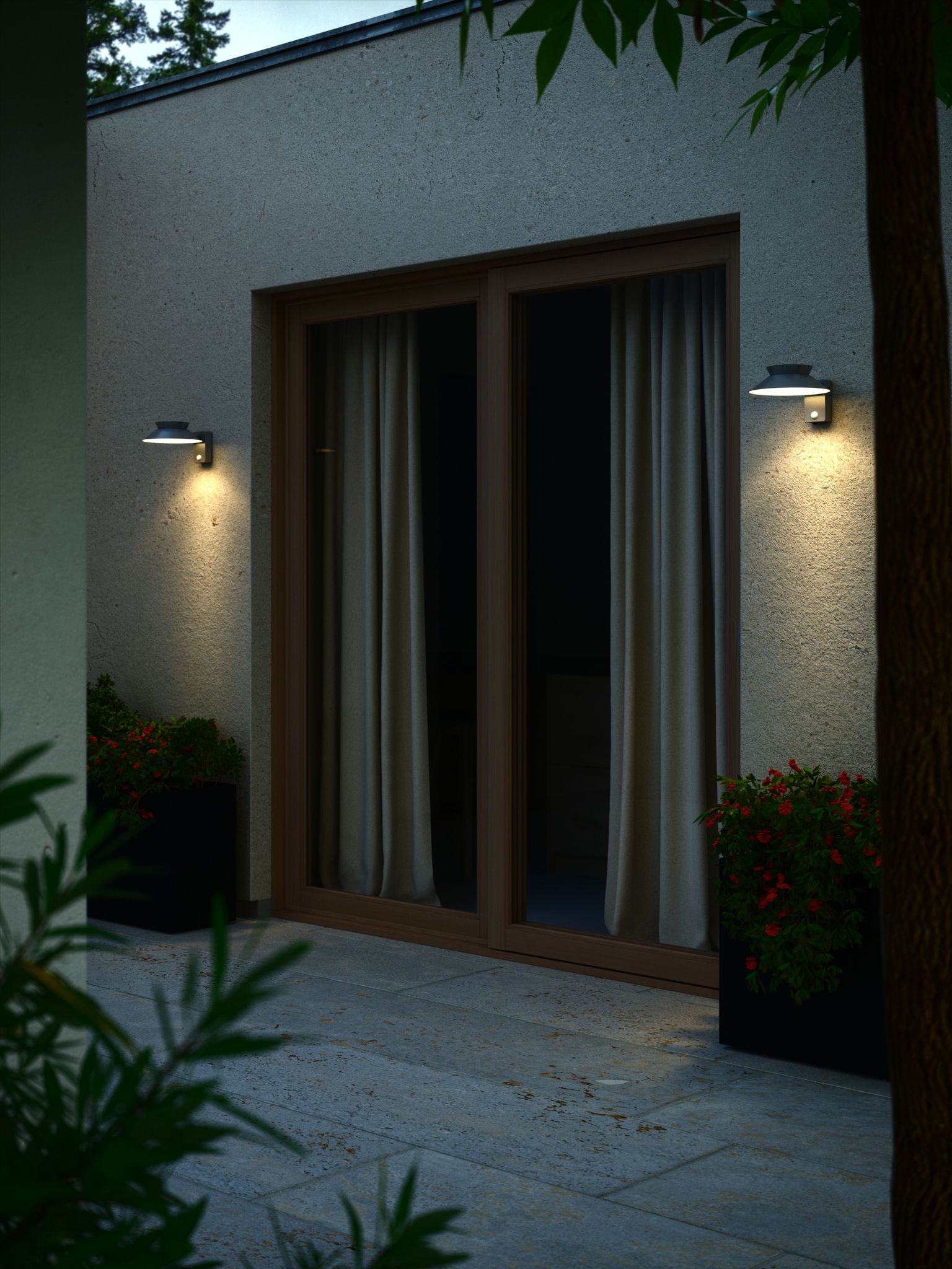 Solar-Wandleuchte Justina Antrazit - 5W, 3000K, 400lm, IP44