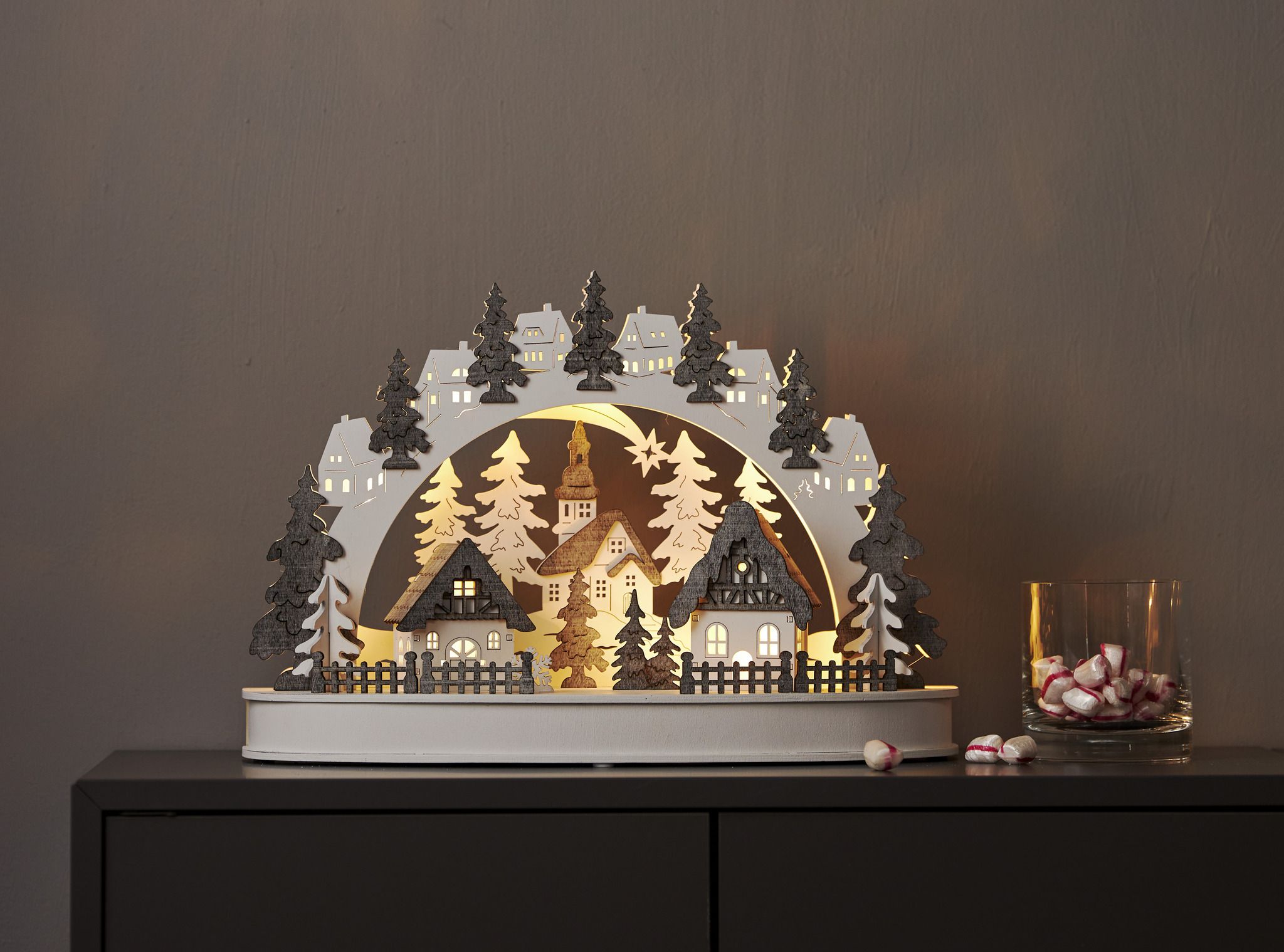 Kerzenleuchter Grauberg - IP20, Warmweiss, Grau