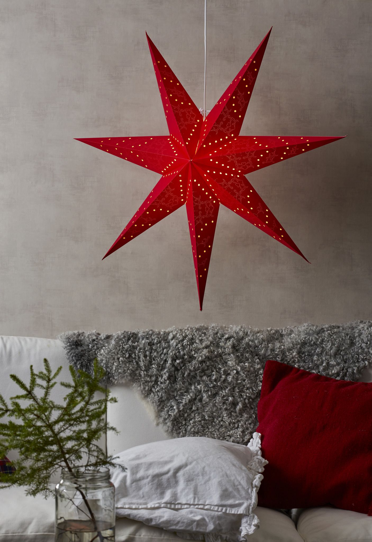 Papier Stern Sensy - Indoor, Rot, 1 LED