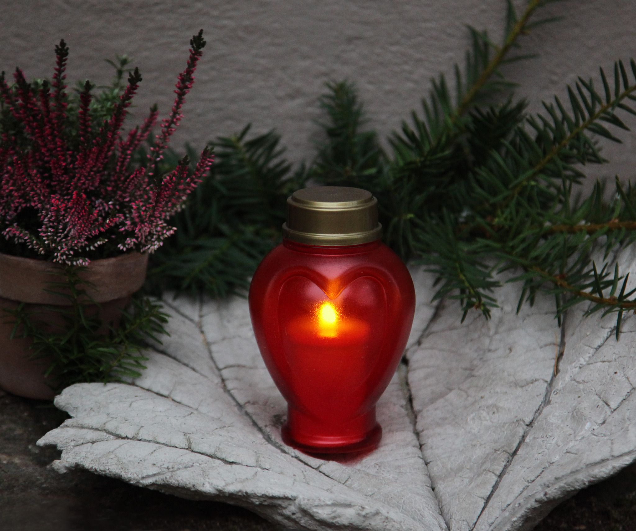 Grablicht-Display Serene - Outdoor, Rot, 41cm Höhe, keine Timerfunktion
