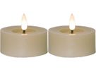 LED Teelicht 2 Pack Flamme Flow - Indoor, Beige, 5.5cm  Höhe, Timerfunktion
