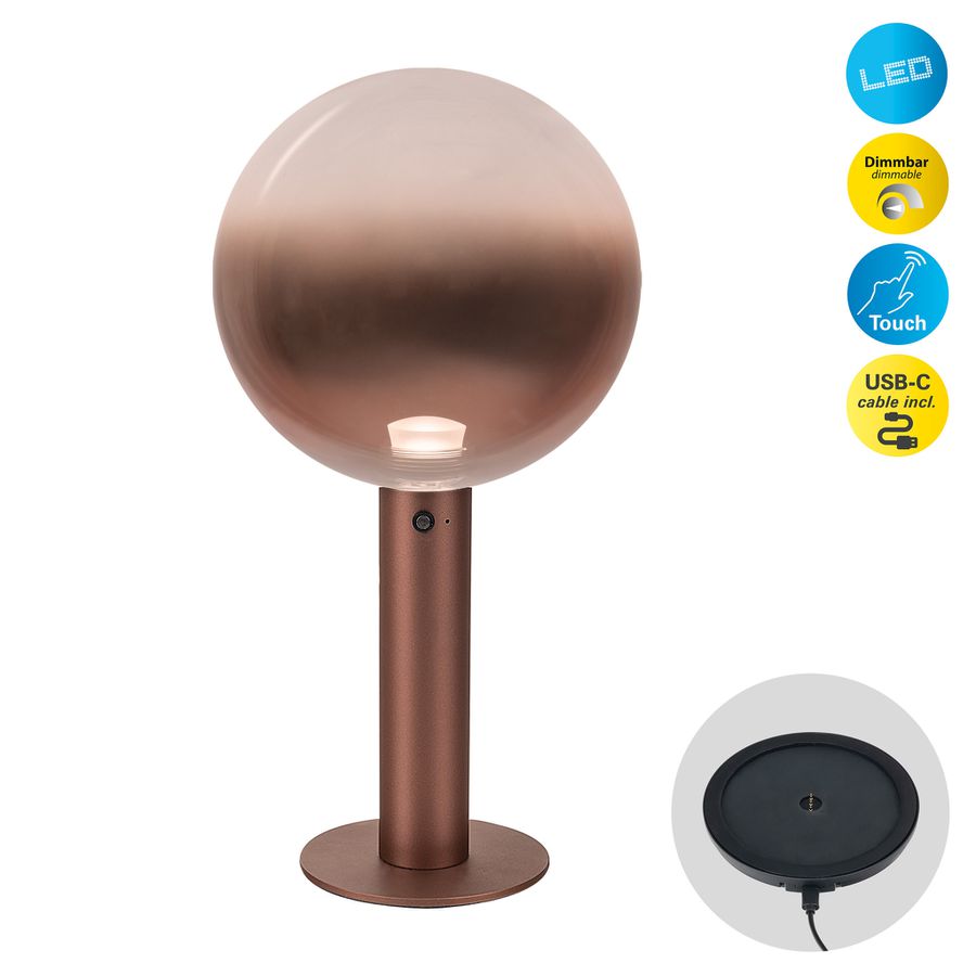 LED Tischleuchte  LION  H: 36cm braun - IP20, LED-Modul, Braun