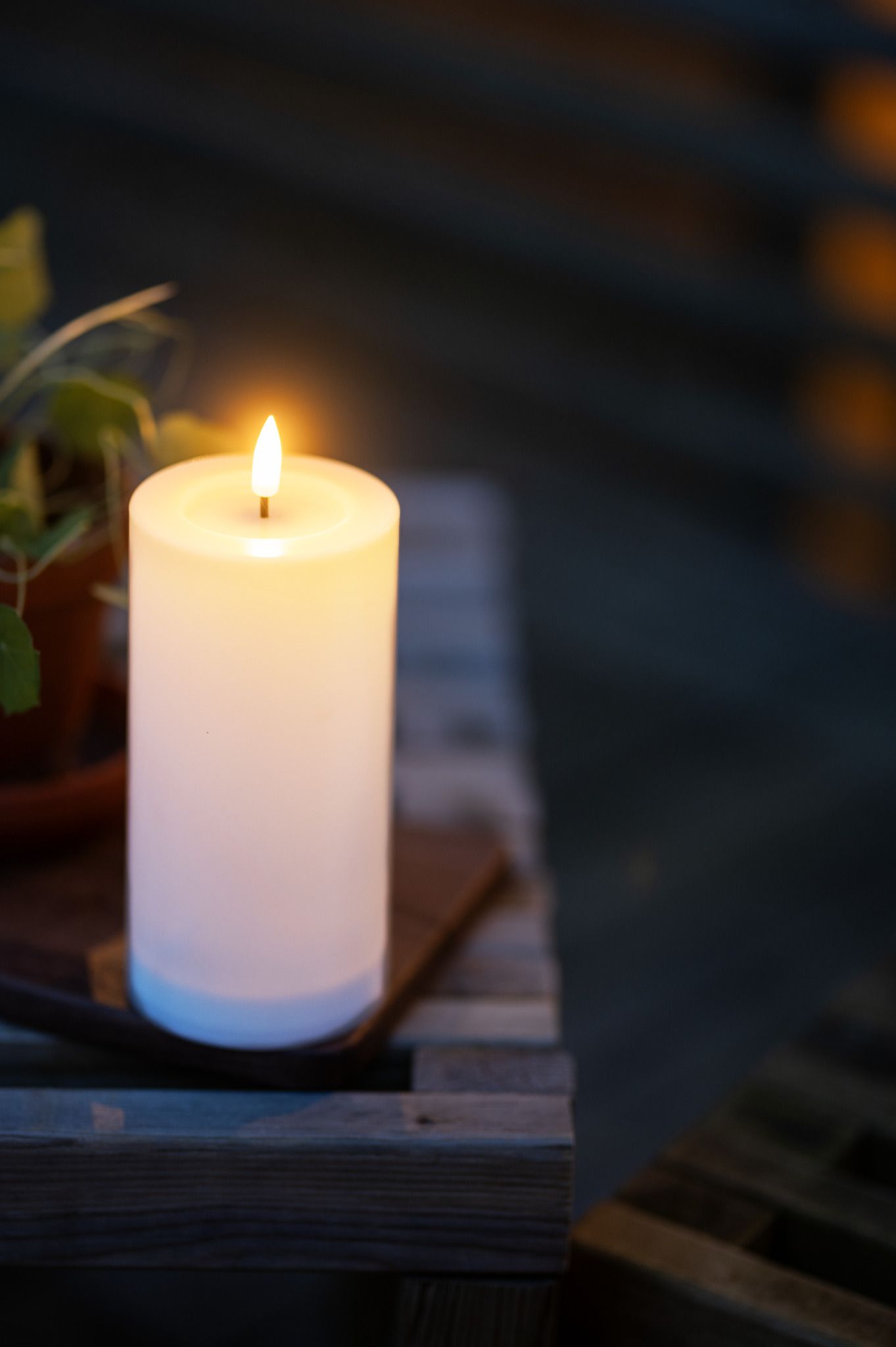 Solar Kerze Flamme Saul - Indoor, Outdoor, Warmweiss, Weiss