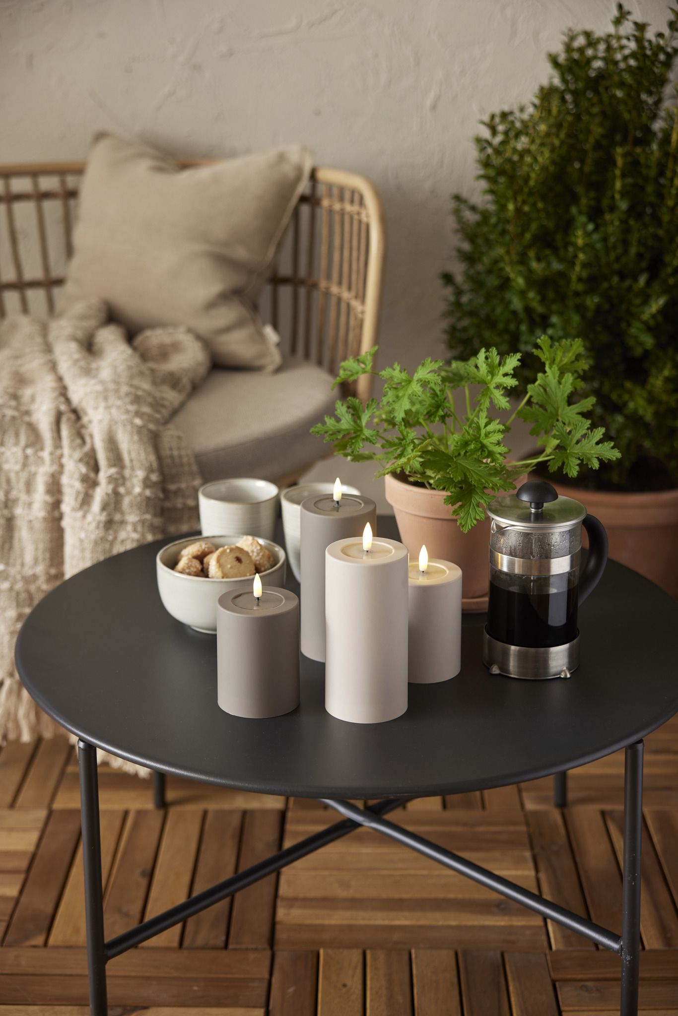 LED Pillar Kerze Flamme Soft - Indoor, Beige, 17.50 cm Höhe, Timerfunktion