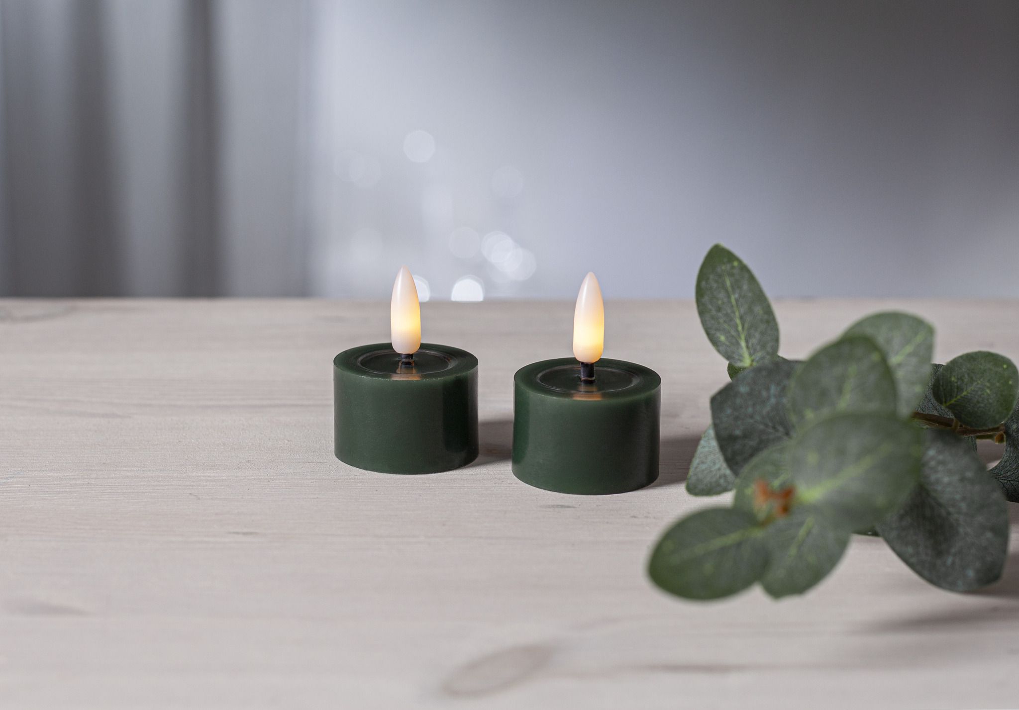 LED Teelicht 2 Pack Flamme Flow - Indoor, Grün, 5cm  Höhe, Timerfunktion