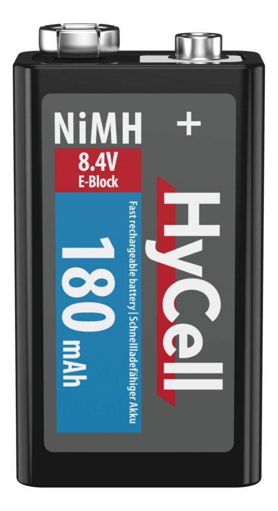 NiMH Akku 9V E-Block Typ 180 mAh 1er Blister - 9V E-Block Akku 180 mAh
