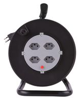 Avvolgicavi - 4x T13, 33m Kabel H05VV-F 3G1mm2,  schwarz/grau, Thermoschutzschalter, IP20