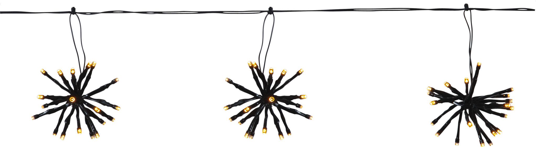 Lichterkette Flower Curtain - IP44, Schwarz, Golden Warmweiss