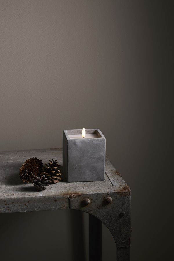 LED Pillar Kerze Flamme Cem - Indoor, Grau, 11 cm höhe, Timerfunktion