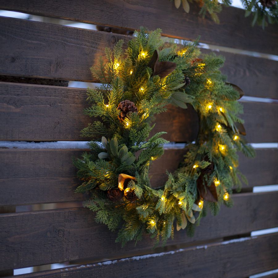 Kranz Mixi - Indoor, Warmweiss, Grün