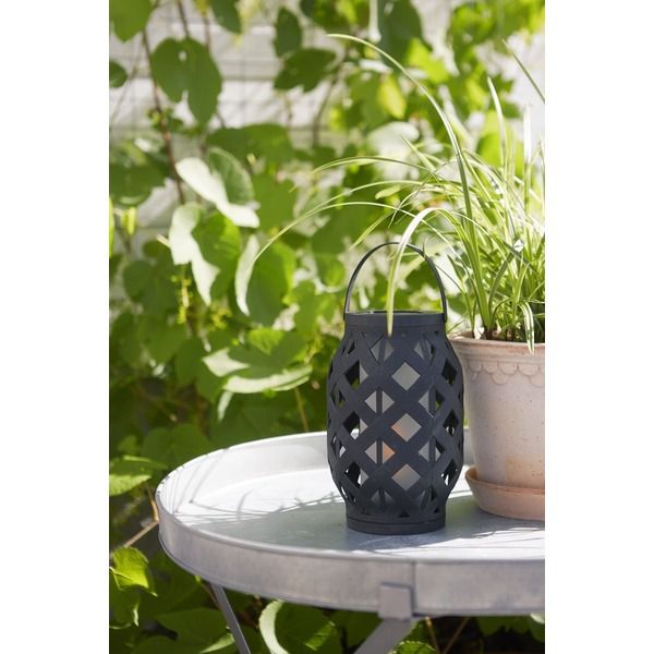 LED Laterne Flame - Outdoor, Schwarz, 23cm Höhe, Timerfunktion