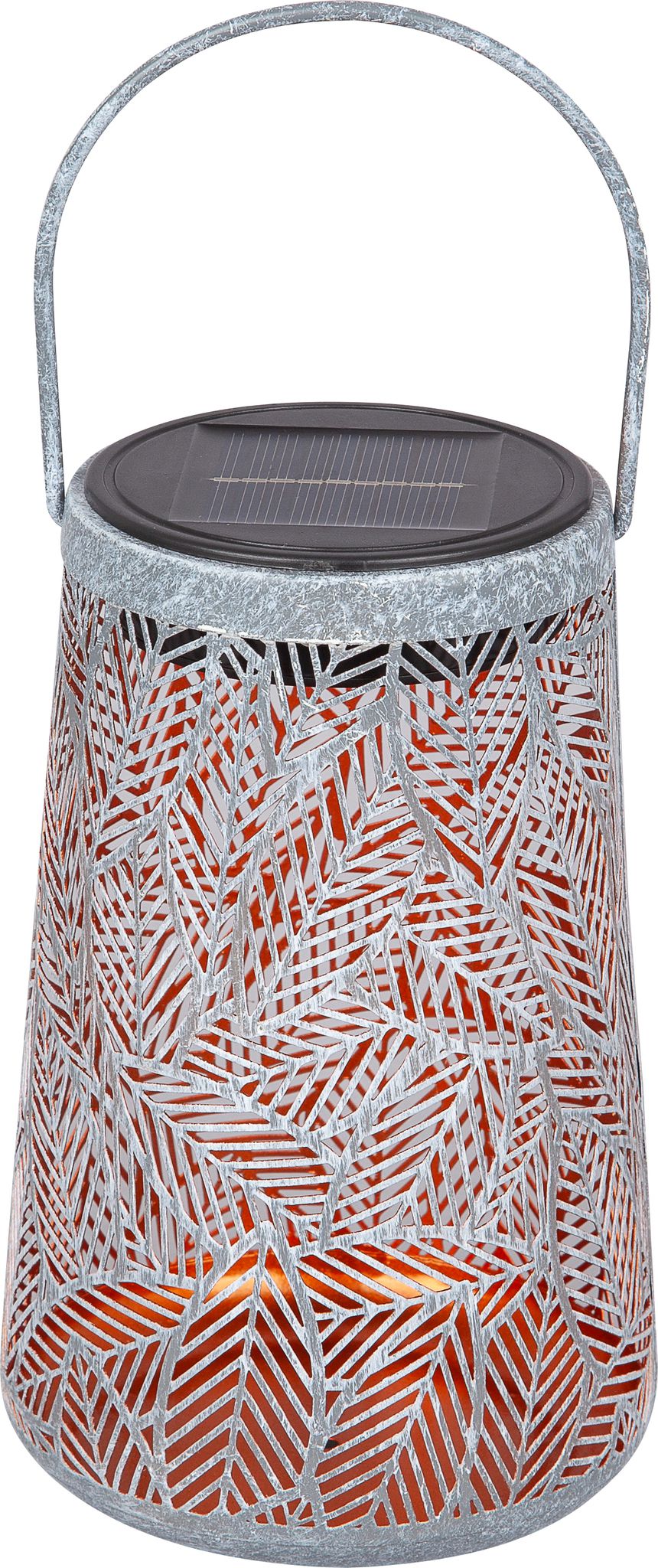 LED Solar / USB-C Metall Laterne FORTUNELLA - AKKU 1x3.2V 400mAH, 2000K , IP44, champagne, Metall, Solar/ USB-C Ladeanschluss, D=110mm, H=180mm