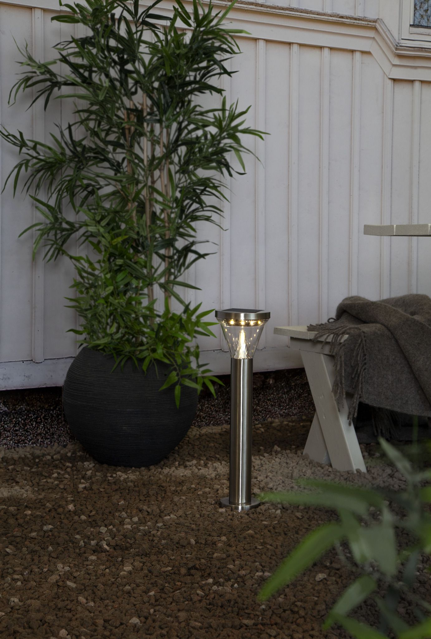Solar Pollerleucht Narona - Silber, Lichtfarbe Warmweiss