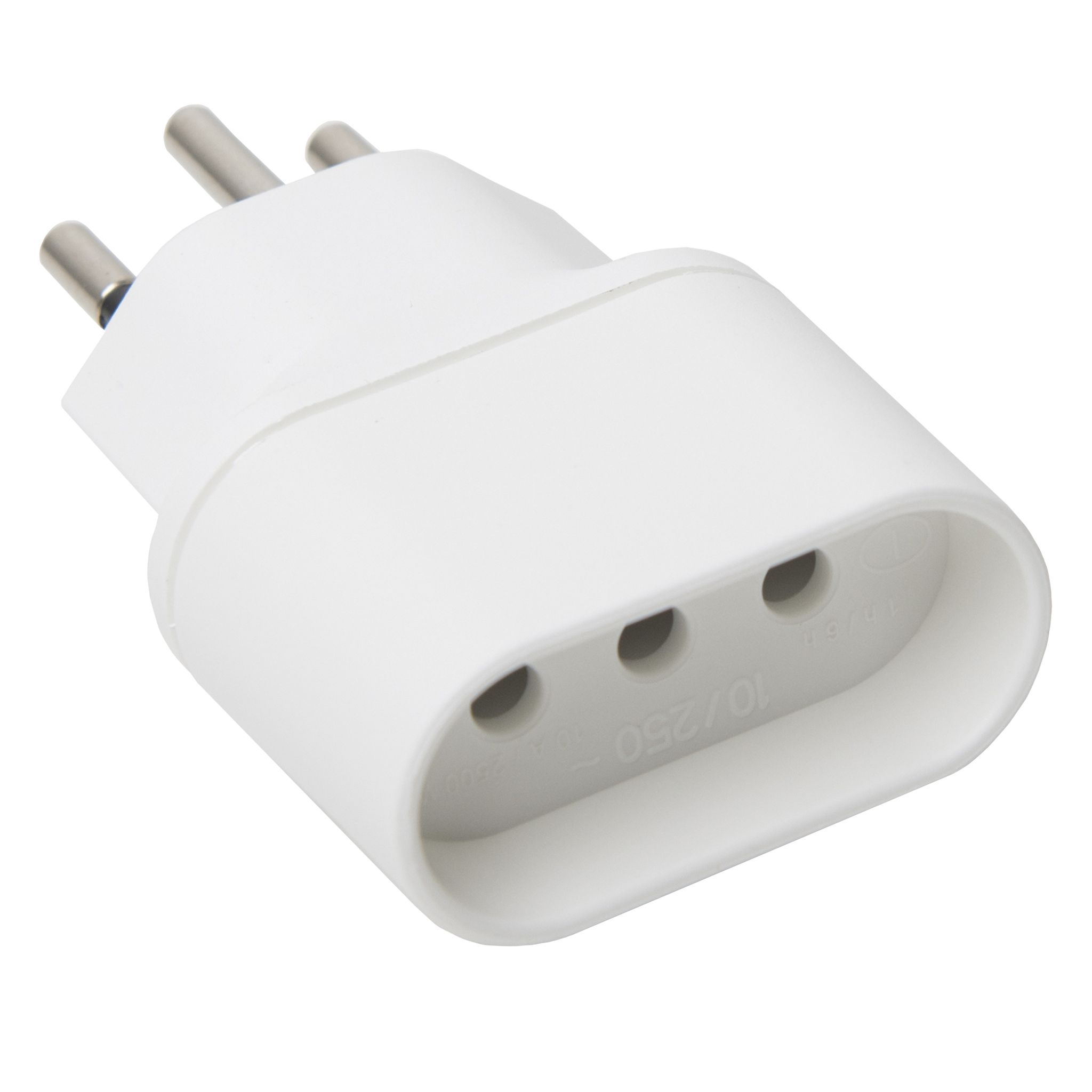Adaptateur CH - I - Italien nach Schweiz T12,  weiss