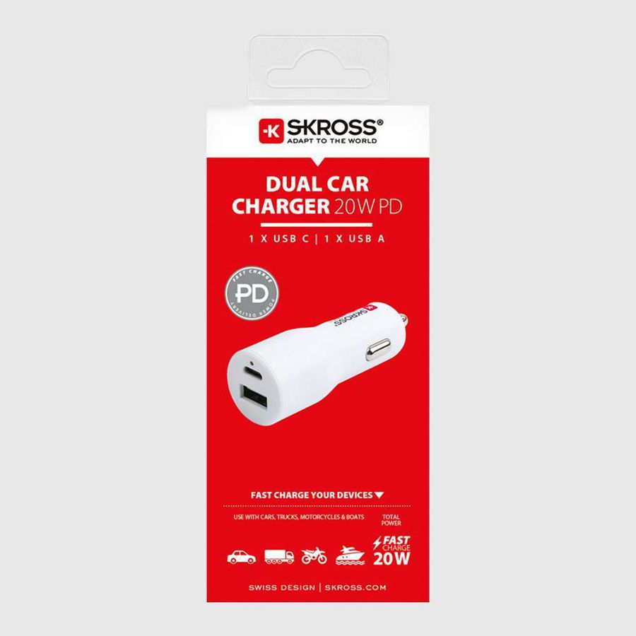 USB Car Charger & Micro USB - 20W, 1xUSB-A, 1xUSB-C