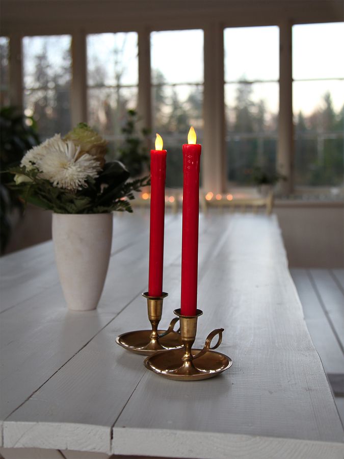 Bougie à Dîner à LED 2-Set Press - Indoor, Rot, 25cm Höhe, keine Timerfunktion