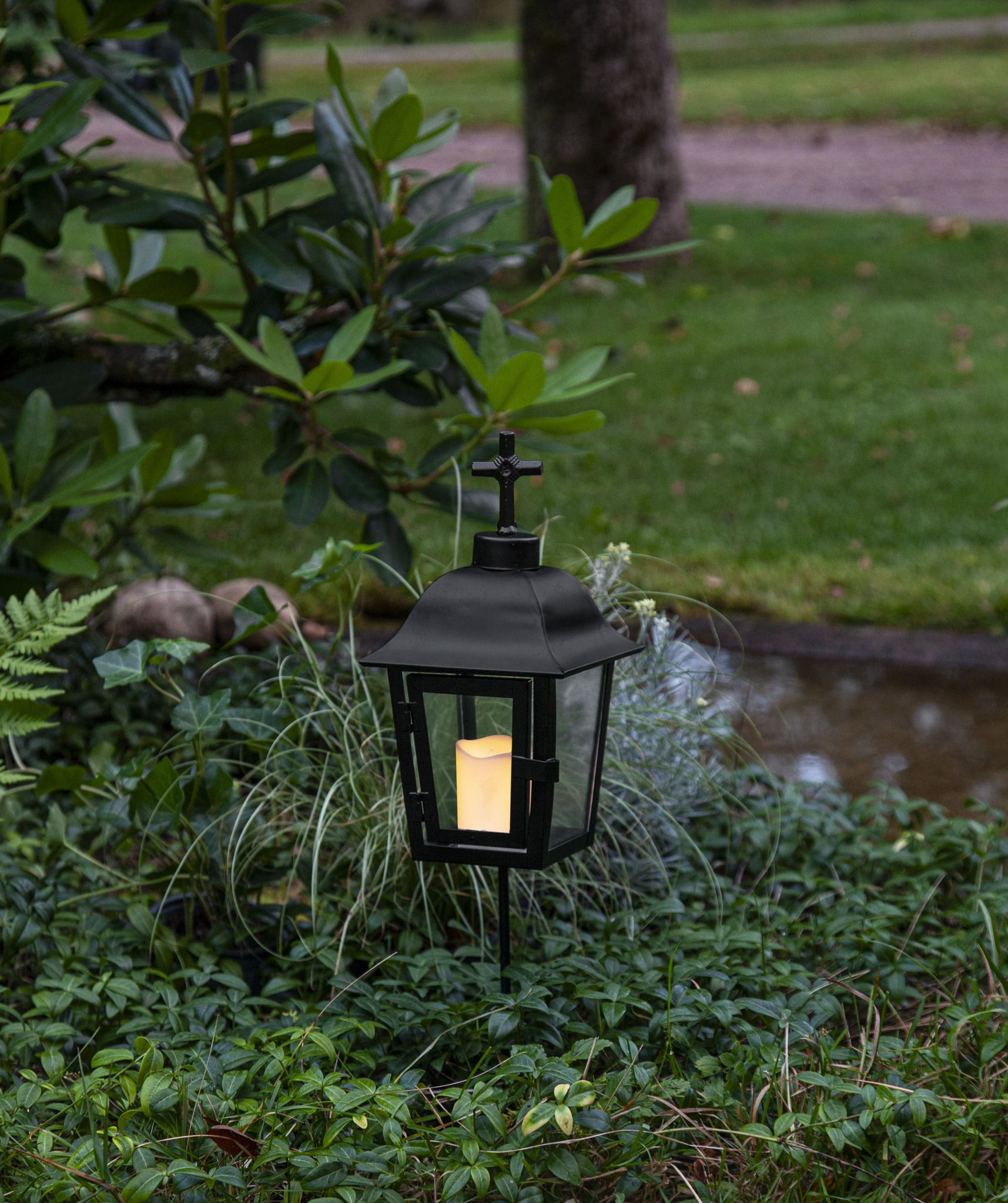 Laterne Serene - Outdoor, Schwarz, 45cm Höhe, Timerfunktion