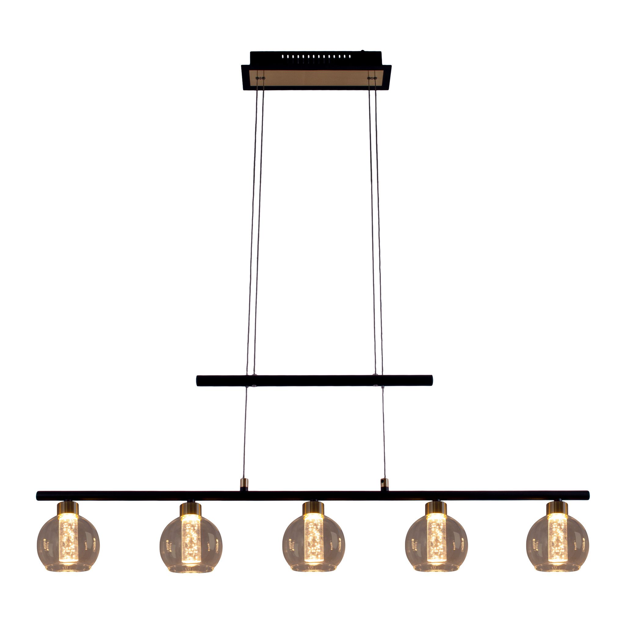 LED Glas-Pendelleuchte BRASS L: 90 cm / schwarz - LED fest verbaut, IP20, 76.5W, 230V
