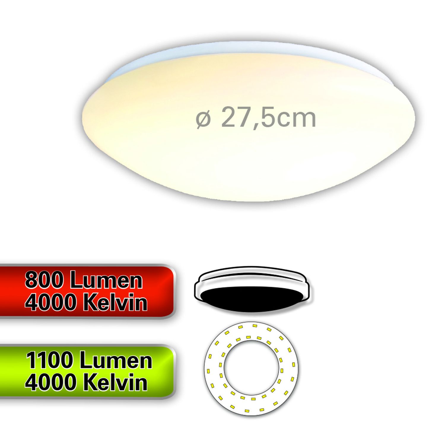 LED Wand- Deckenleuchte Dublin d:27cm - LED fest verbaut, 4000K, neutralweiss