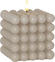 LED Pillar Kerze Flamme Dot - Indoor, Beige, 12.5 cm höhe, Timerfunktion