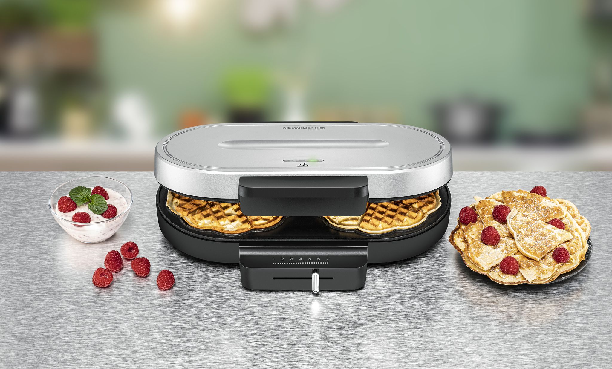 Waffle Automat Famiglia WA 1200 - Waffeleisen, Silber, 1200W