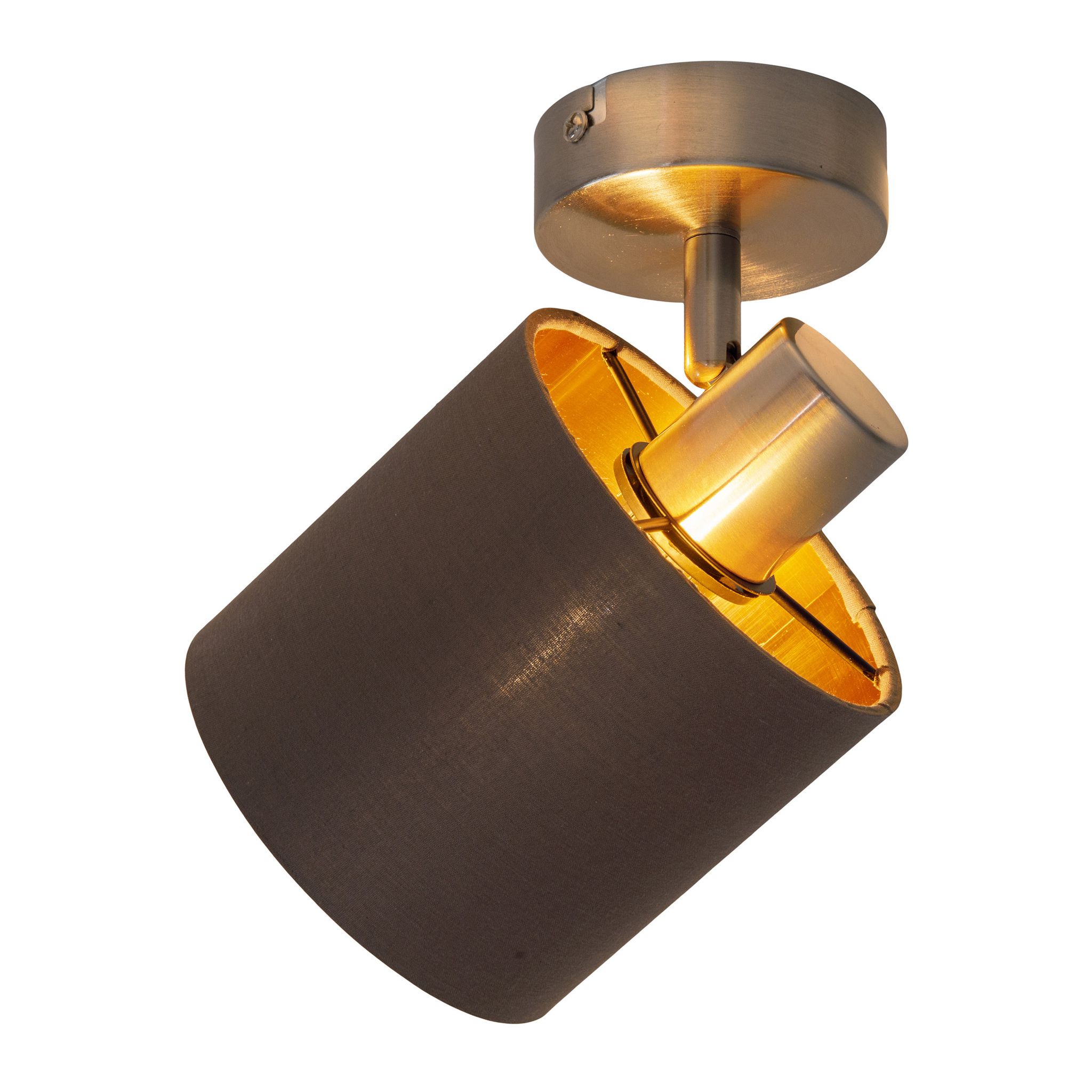 Wand-und Deckenleuchte MARON G (1er Spot) - E14, max. 1x40W, IP20, nickel + braun + gold, nicht dimbar, exkl. Leuchtm., L=150mm, B=120mm,H=185mm