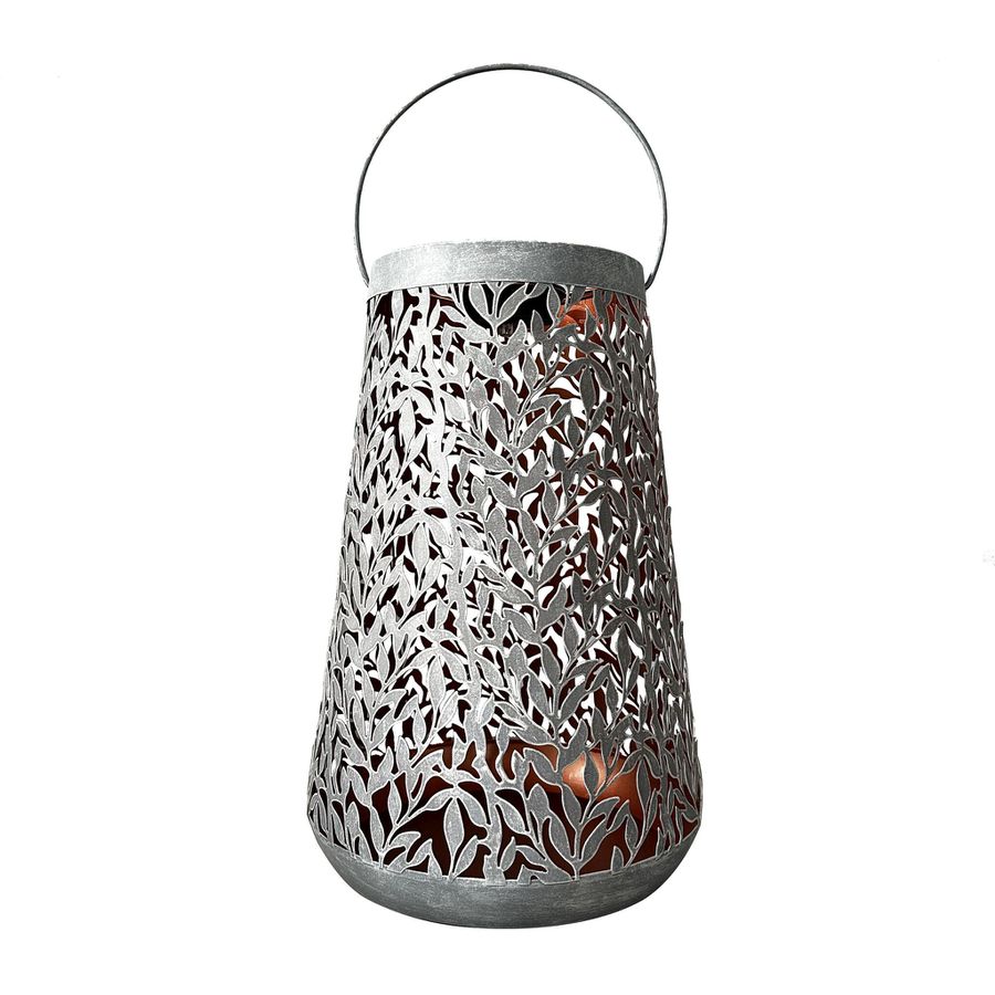 LED Solar Laterne OLEA - AKKU 1x1.2V DC 1000mAh, 1800K , IP44, Metall, steingrau & kupfergold, D=270mm, H=420mm