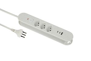 Steckdosenleiste Re:Life USB - 3x T13. 2x USB-C + 1x USB-A, 1.8m Kabel, weiss