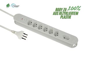 Steckdosenleiste Re:Life - 7x T13., 1.8m Kabel, weiss