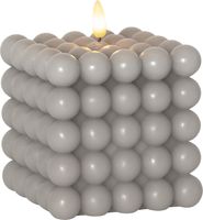 LED Pillar Kerze Flamme Dot - Indoor, Grau, 12.5 cm höhe, Timerfunktion