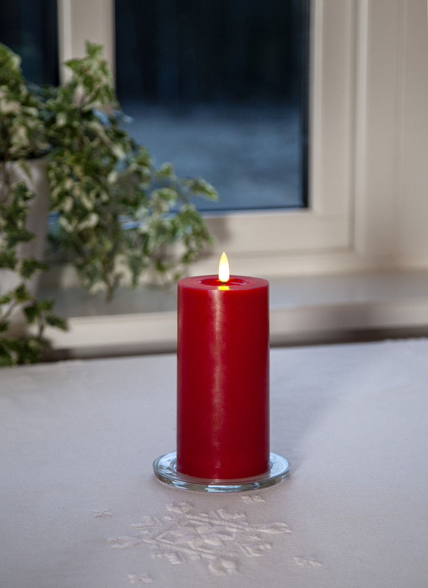 LED Pillar Kerze Flamme Flow - Indoor, Rot, 17.5 cm höhe, Timerfunktion
